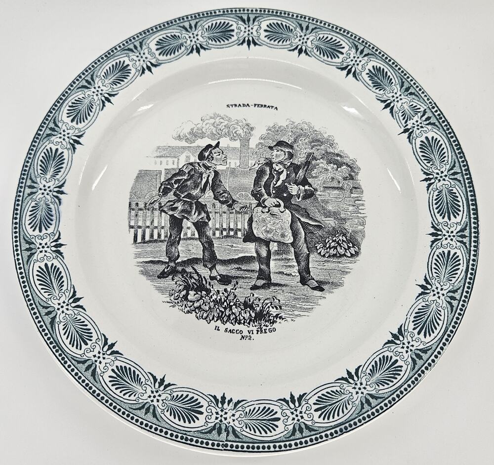 Antique Soc Cer Richard Strada Ferrata Il Sacco Vi Prego Plate Italy 8in